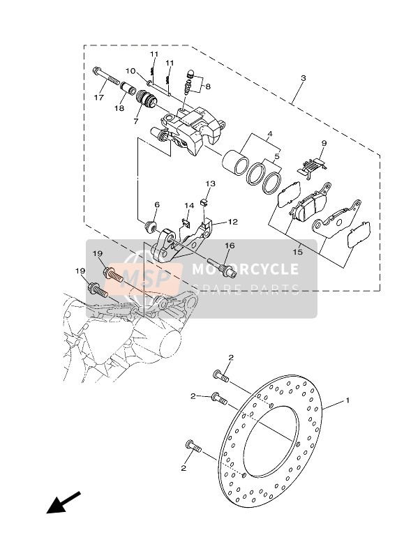 Yamaha X-MAX 125 ABS 2019 Rear Brake Caliper for a 2019 Yamaha X-MAX 125 ABS